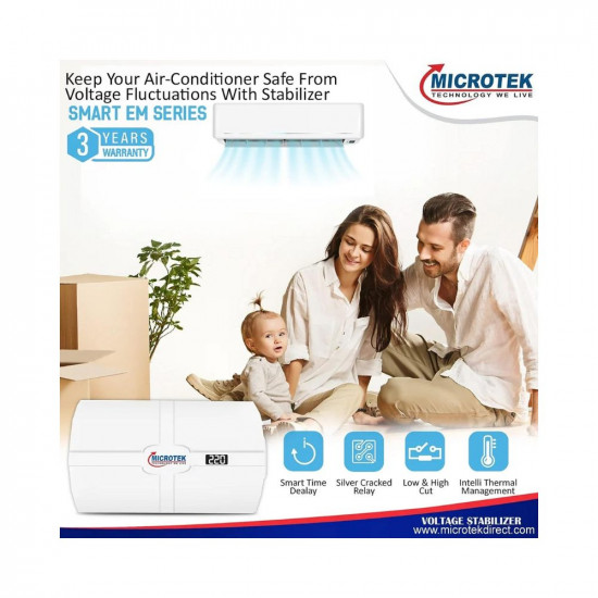 Microtek Smart EM Series for Up to 2 Ton AC Voltage Stabilizer with Digital Display, 130V-300V (EM 5130+)
