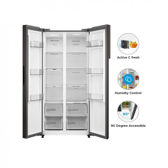 Midea 482 L Side by Side Refrigerator with Inverter (MDRS619FGG28IND, Black Jazz)