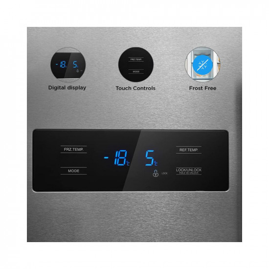 Midea 591L Side By Side Refrigerator with Inverter (MRF5920WDSSF, Silver, SS Finish, Water Dispenser)