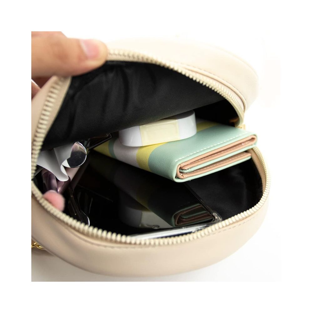 Miniso Diamond Lattice Pattern Round Crossbody Bag,Side Sling Bag for Women and Girls