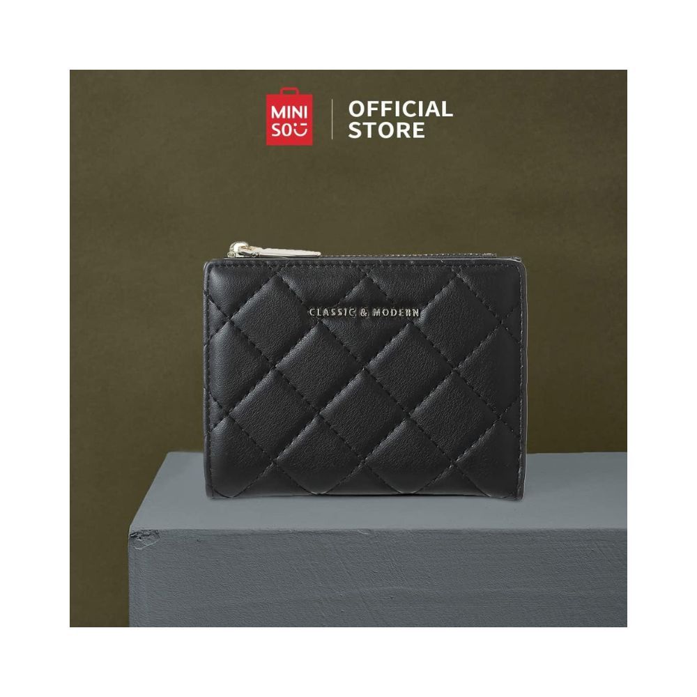 Miniso Polyester;Polyurethane Women Purse(Black)