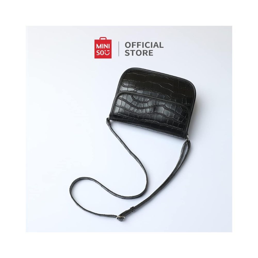 Miniso Stone Pattern Crossbody Bag with Flap