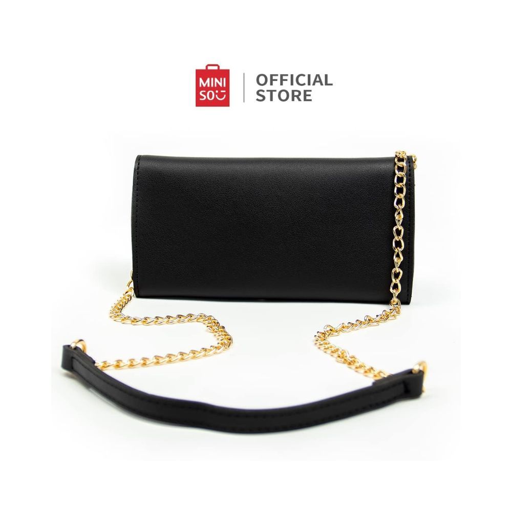 Miniso Women Chain Crossbody Shoulder Bag with Twist Lock(Black)