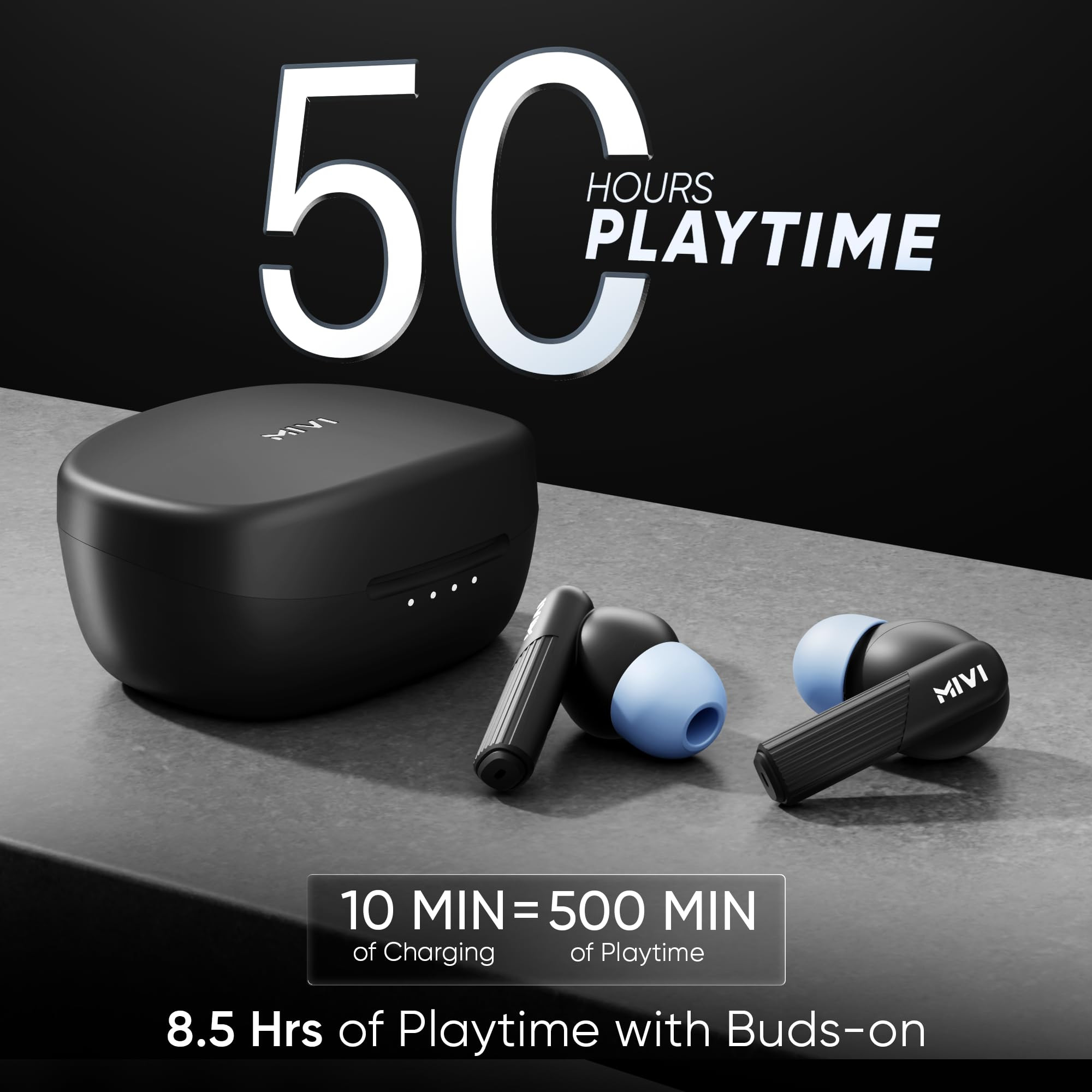 Mivi DuoPods C1 New Launch HD Call Clarity Ear Buds Wireless  Longer Playtime  13mm Bass Drivers  Low Latency for Best Gaming Experience  Type-C Charging  Made in India TWS Earbuds
