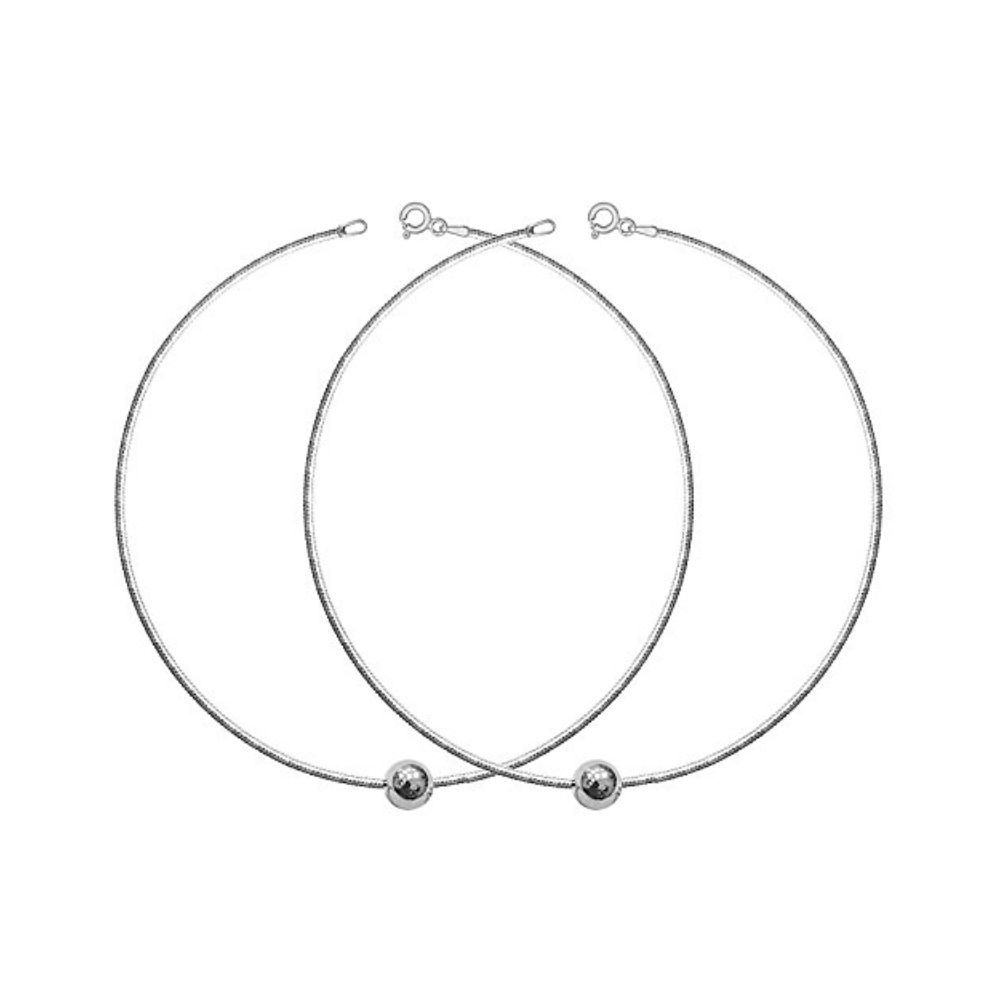 MJ 925 Movable Silver Ball Threaded Snake Pattern Payal (Anklets)