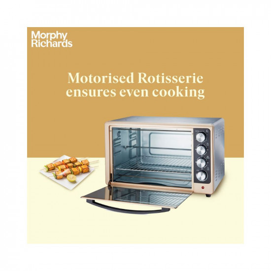 Morphy Richards 52Rcss Superb 52 Litres Oven Toaster Griller (52 Litres Otg) With Dehydrate Function,Convection&Motorized Rotisserie,Baking Oven,Premium Gold&Matt Black,1800 Watts,52 Liter