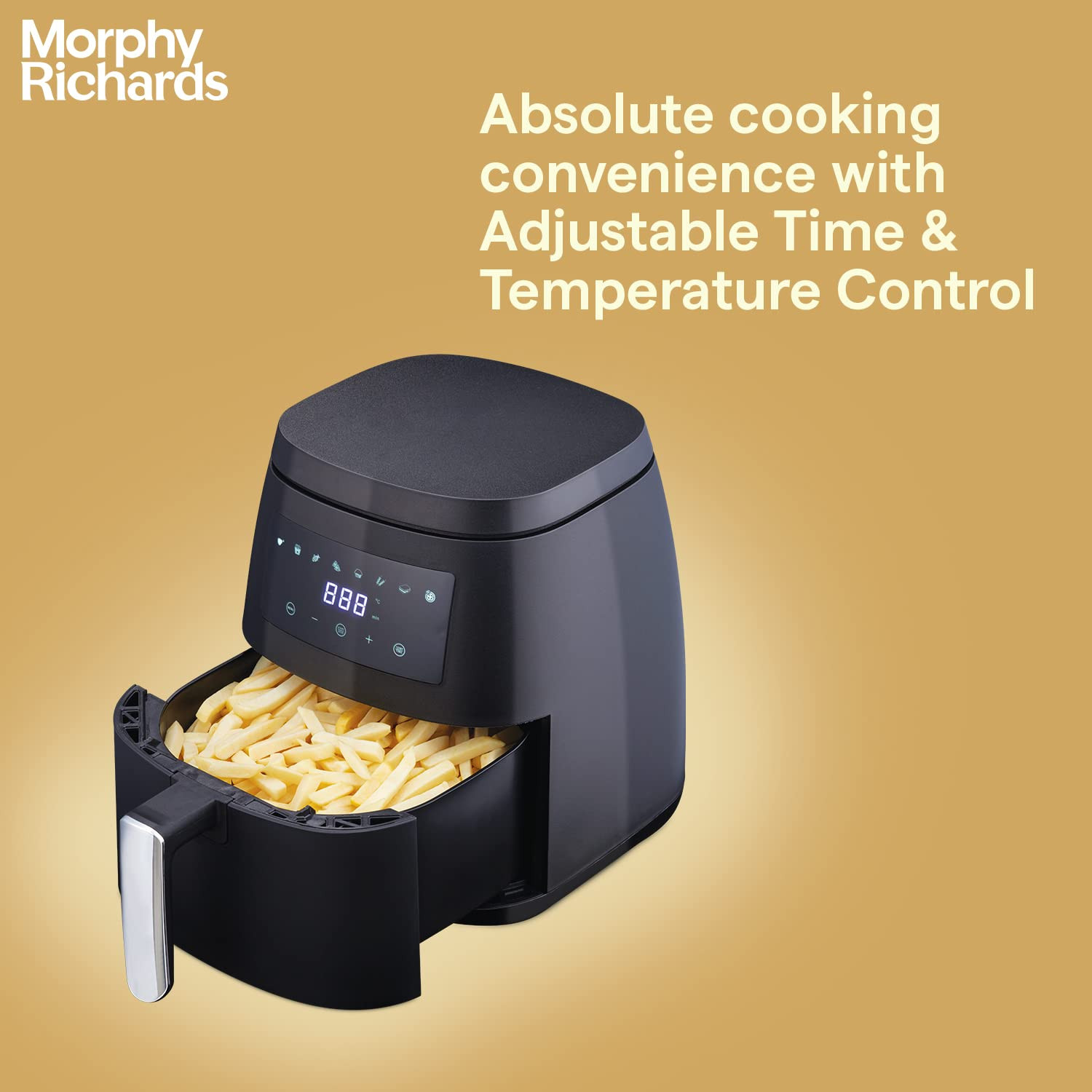 Morphy Richards Digital Air Fryer For Home1500W With Digital ControlDual Fan TechnologyAdjustable Time  Temperature ControlVoltage Fluctuation Protection2-Yr Warranty By BrandBlack 5 liter