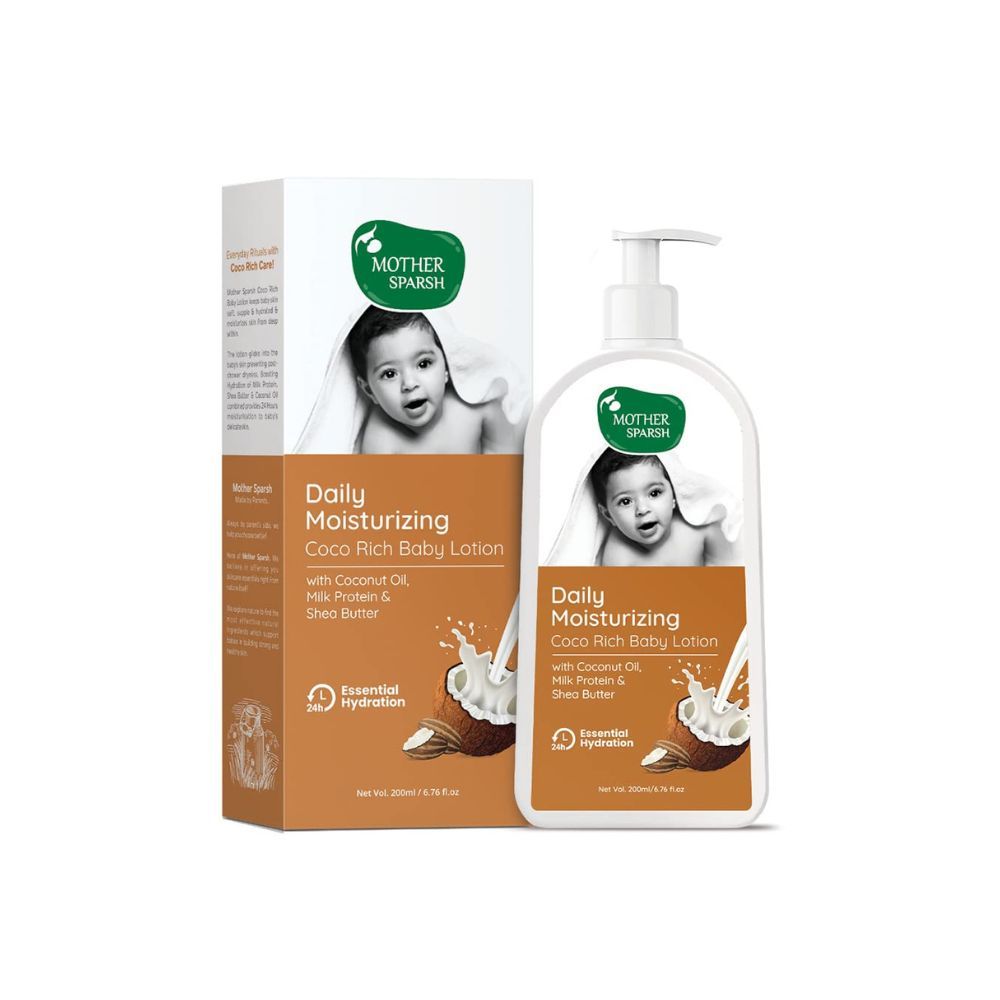 Mother Sparsh Milky Baby Lotion With Shea Butter, I Milky Rich Formulation For 24hr. Moisturization | 200ml