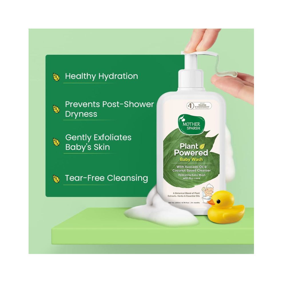 Mother Sparsh Plant Powered Natural Hydrating Baby Wash WIth Avacado Oil & Coconut - 400 ml