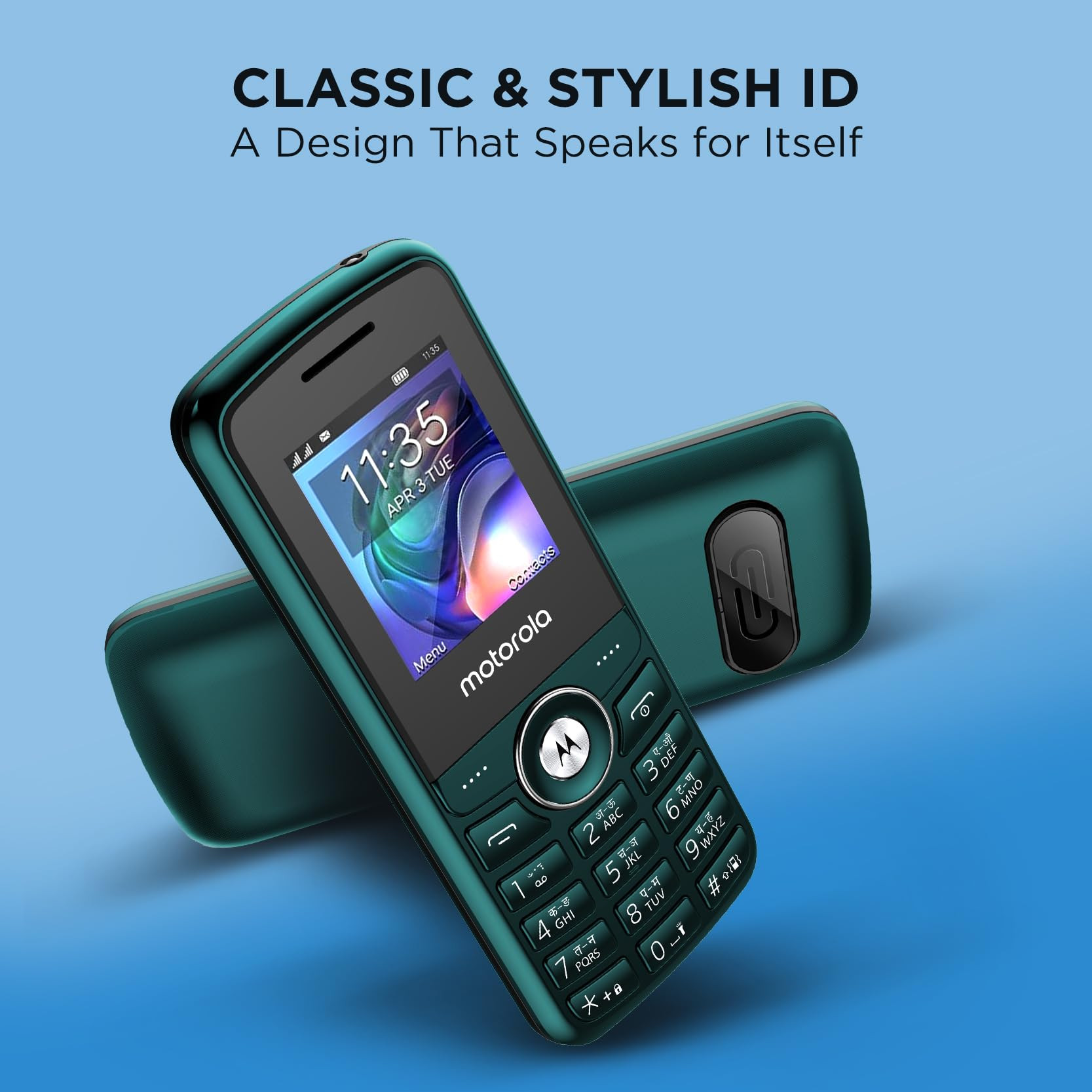 Motorola All-New A200 Dual Sim keypad Phone with Voice Feature  2 Years Replacement  Long Lasting Battery  Built-in UPI Payments App  Wireless FM  Auto Call Recording Teal Blue
