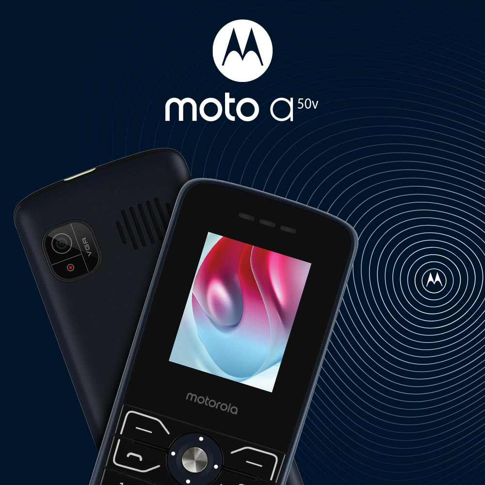 Motorola All-New A50 Dual Sim keypad Phone with Voice Feature  1750 mAh Powerful Battery  2 Years Replacement Warrenty Rear Camera Dark Blue