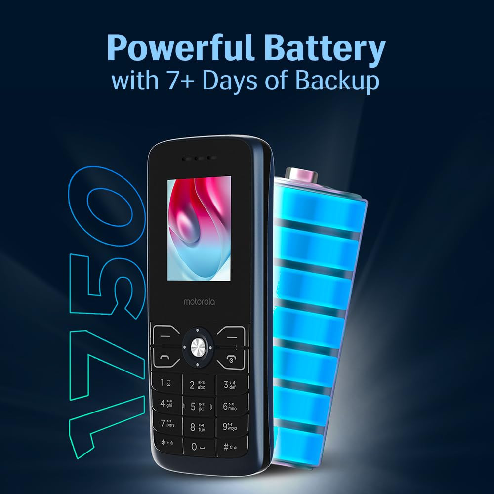 Motorola All-New A50 Dual Sim keypad Phone with Voice Feature  1750 mAh Powerful Battery  2 Years Replacement Warrenty Rear Camera Dark Blue