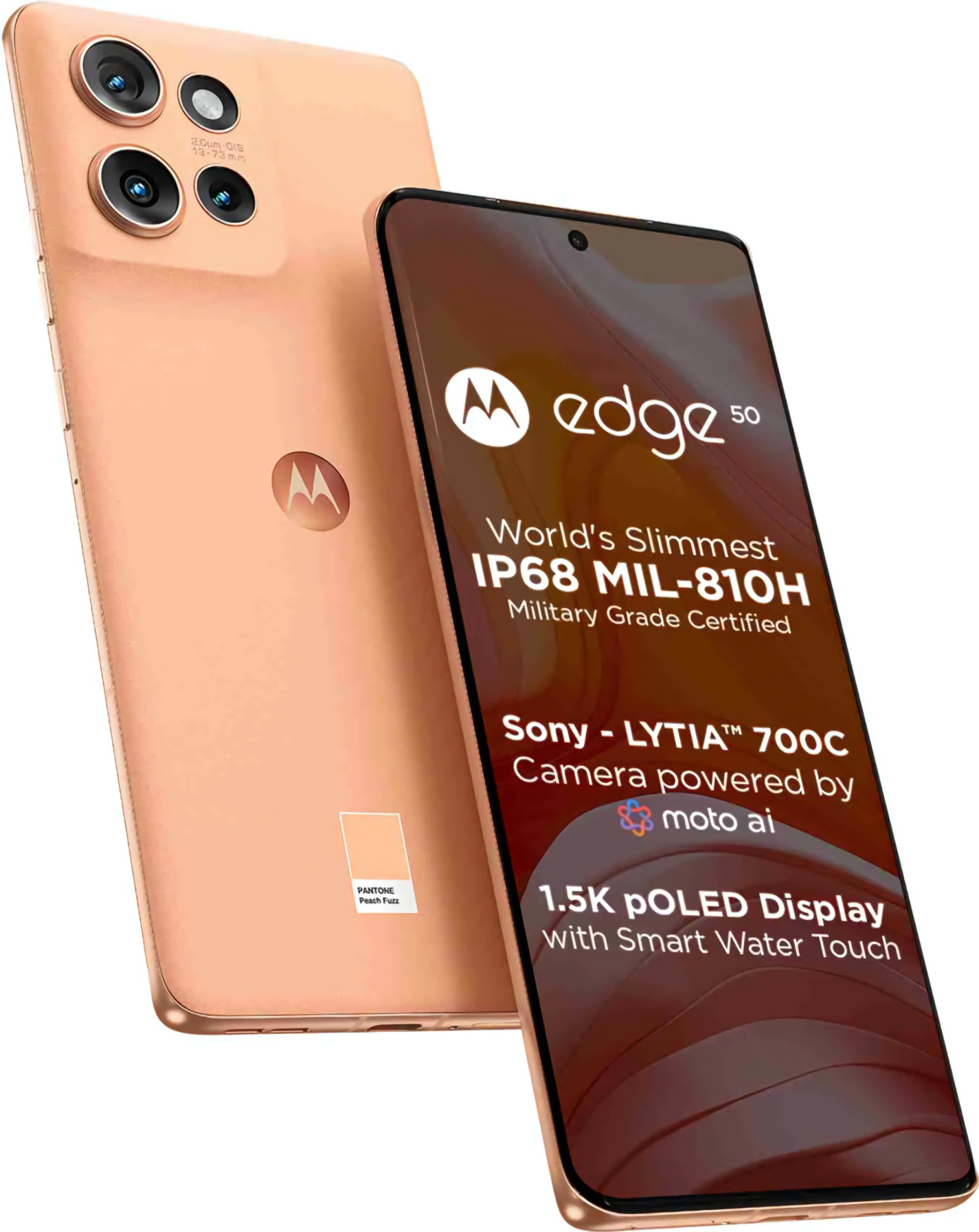 Motorola Edge 50 5G 8GB RAM  256GB Storage  50MP  13MP  10MP  32MP Front Camera  5000 mAh Battery  Snapdragon 7 Gen 1 Accelerated Edition Processor Peach Fuzz