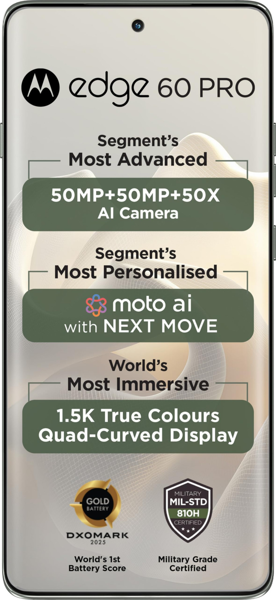 Motorola Edge 60 Pro 5G Pantone Shadow 8GB RAM 256GB Storage  67 Display  50MP50MP10MP  50MP Selfie  Dimensity 8350  6000mAh  90W Fast  15W Wireless Charging  IP69 MIL-STD 810H