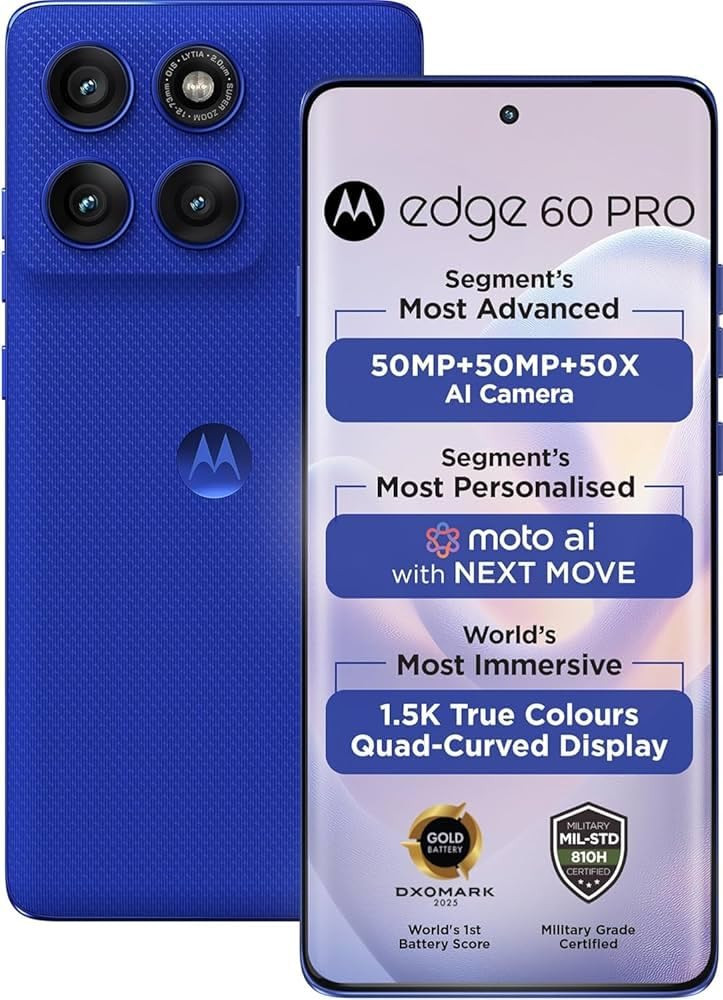 Motorola Edge 60 Pro PANTONE Dazzling Blue 12GB RAM 256GB Storage