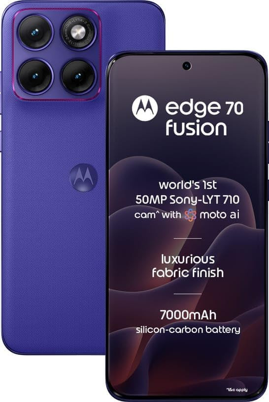 Motorola Edge 70 Fusion 5G Pantone Orient Blue 8GB RAM 256GB Storage  AI Features  678-inch 144Hz AMOLED  Snapdragon 7s Gen 4  50MP  13MP Camera  32MP Selfie  7000mAh  68W TurboPower