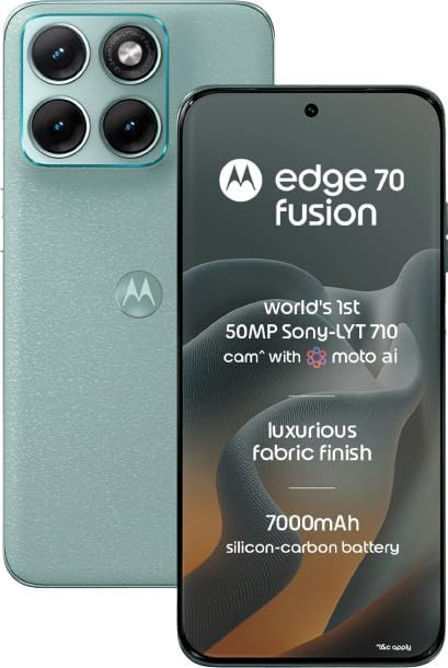 Motorola Edge 70 Fusion Pantone Blue Surf 8GB RAM 128GB Storage  678 15K 144Hz AMOLED Display  Snapdragon 7s Gen 4  50MP Sony LYTIA 710 OIS  32MP Selfie  7000mAh Battery  68W TurboPower 
