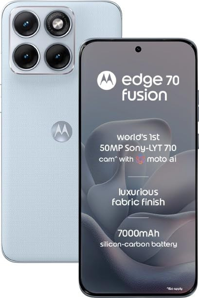 Motorola Edge 70 Fusion Pantone Country Air 12GB RAM 256GB Storage 678 144Hz 15K AMOLED Display Snapdragon 7s Gen 4 50MP Sony LYTIA 710 OIS 7000mAh Battery 68W TurboPower