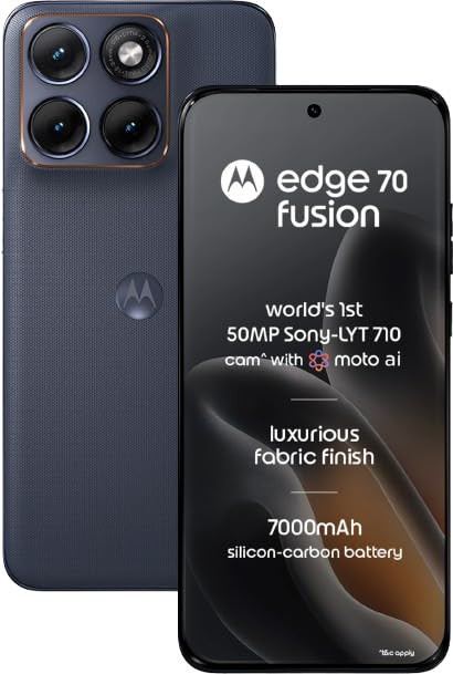 Motorola Edge 70 Fusion Pantone Silhouette 8GB RAM 128GB Storage  678 15K 144Hz AMOLED Display  Snapdragon 7s Gen 4  50MP Sony LYTIA 710 OIS Camera  7000mAh Battery  68W TurboPower 