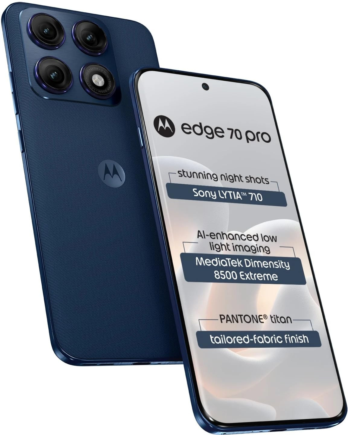 Motorola Edge 70 Pro 5G Pantone Titan Blue 12GB RAM 256GB Storage Dimensity 8500 Extreme 50MP Dual Camera 6500mAh Battery 68 144Hz AMOLED Display