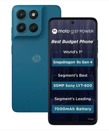 Motorola g57 Power 5G Pantone Corsair 128 GB 8 GB RAM 7000 mAh Battery 6s Gen 4 Processor 672 FHD Display 50MP 8MP 8MP Front Camera