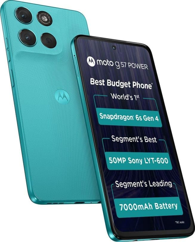 Motorola G57 Power 5G Pantone Fluidity 8GB RAM 128GB Storage Snapdragon 6s Gen 4 672-inch FHD 120Hz LCD 50MP 8MP Rear Camera 8MP Front Camera 7000mAh Battery Dual SIM