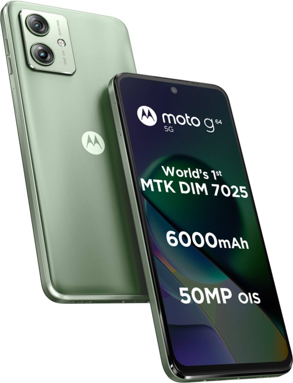 Motorola G64 5G Mint Green 12GB RAM 256GB Storage  Expandable Upto 2TB  Upto 24GB RAM with RAM Boost  50MP OIS  8MP  16MP Front Camera  MediaTek Dimensity 7025 Processor  6000 mAh Battery