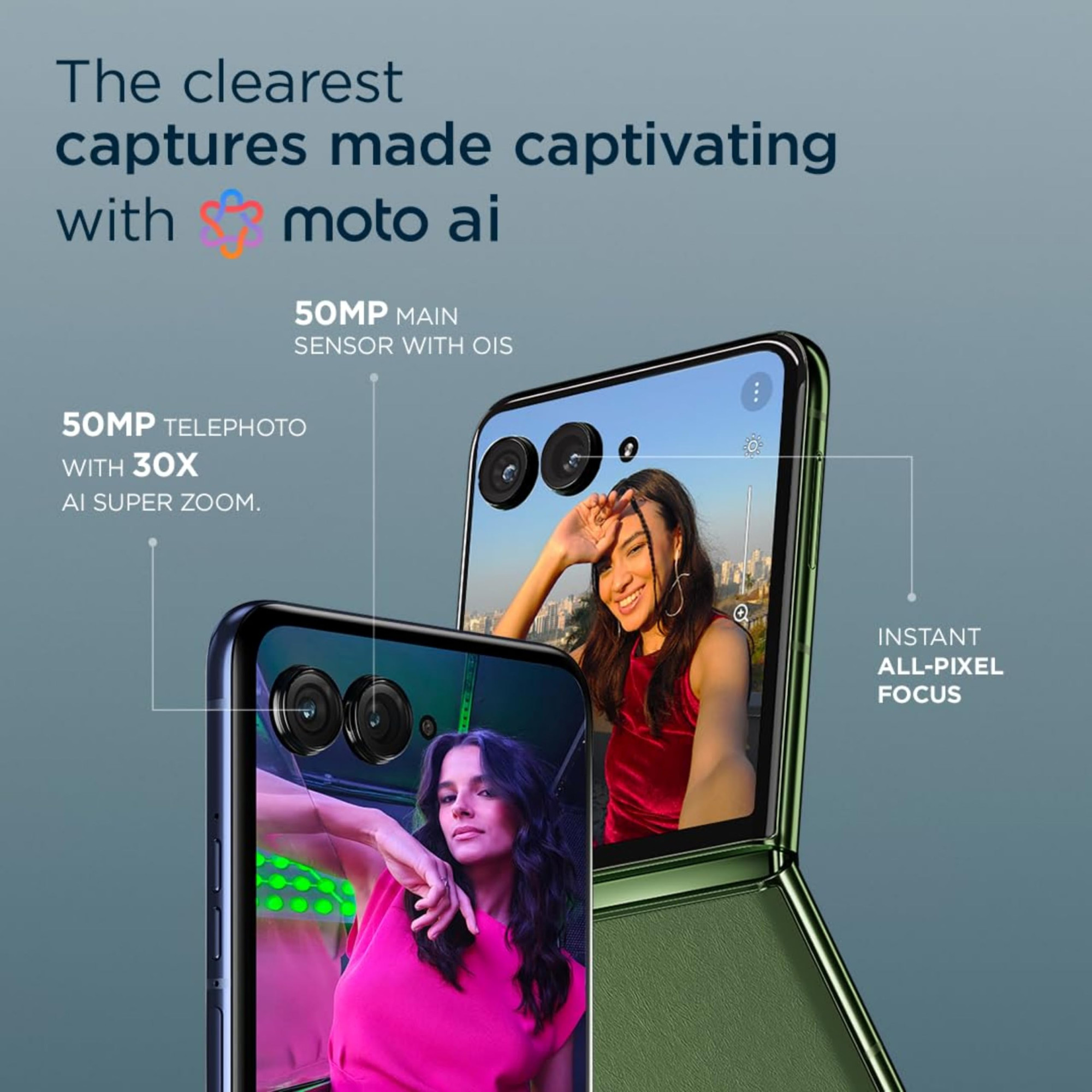 Motorola razr 50 Ultra with Moto Buds  Moto ai  40 AMOLED Display  Snapdragon 8s Gen 3  69 AMOLED 165Hz Display  32MP Selfie Camera Midnight Blue