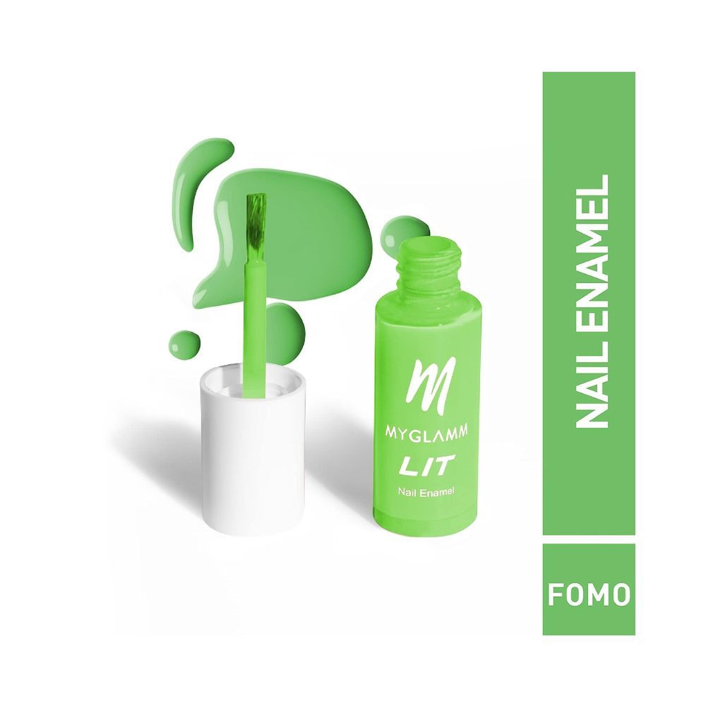 MyGlamm LIT Nail Enamel-Fomo (Green)-7ml | Nail Polish | Nail Paint