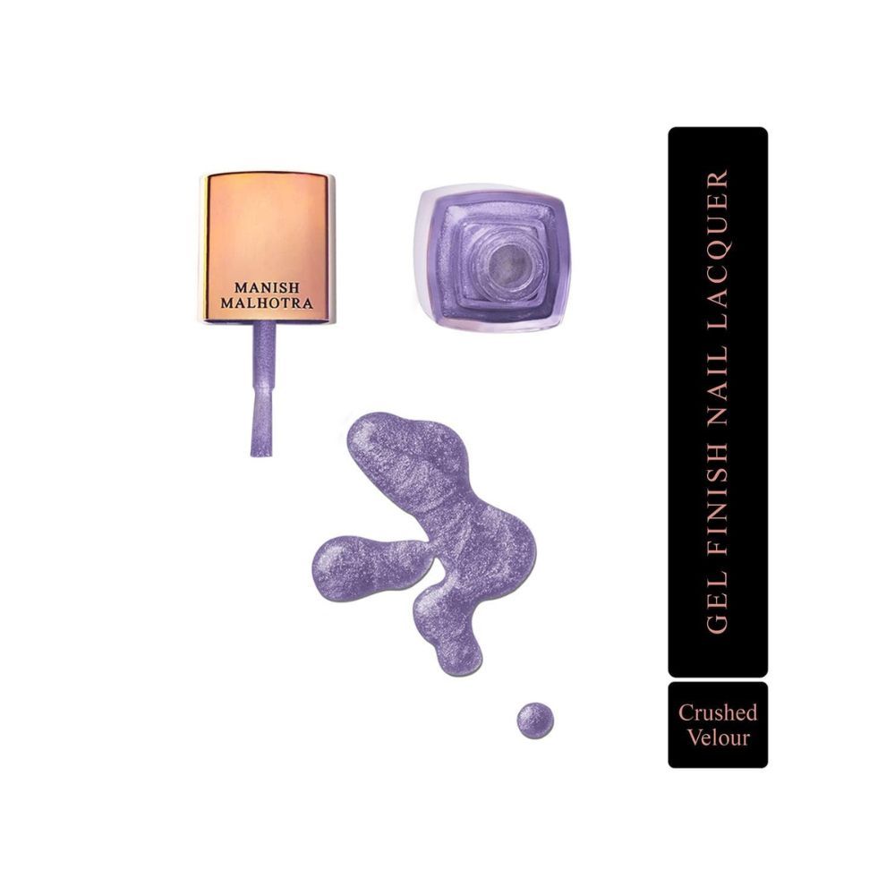 Myglamm Manish Malhotra Beauty Gel Finish Nail Lacquer-Metallic-Crushed Velour (Purple)-12 ml| Hi-Shine Gel Nail Polish Glitter