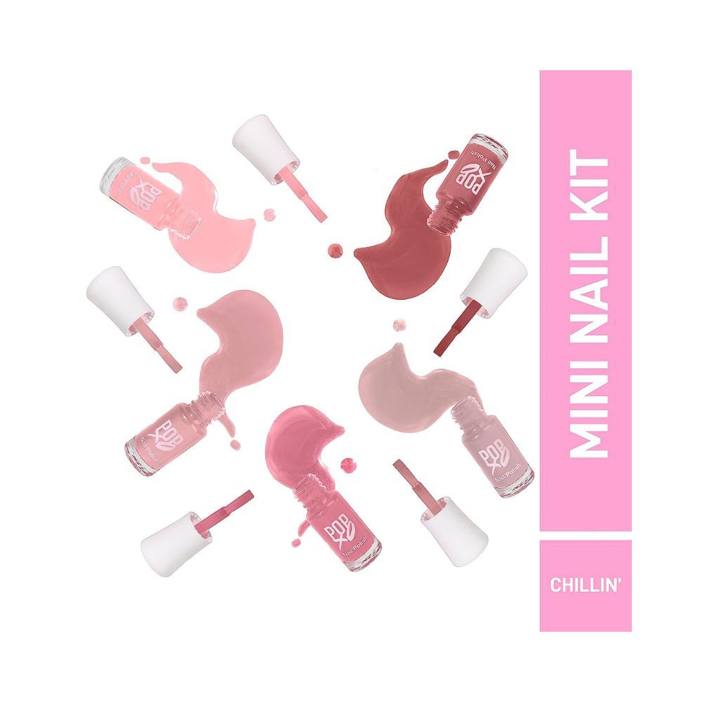 MyGlamm POPxo Makeup Collection, Chillin' Mini Nail Kit, Paraben Free, Long Lasting Formula, 5 in 1 Combo