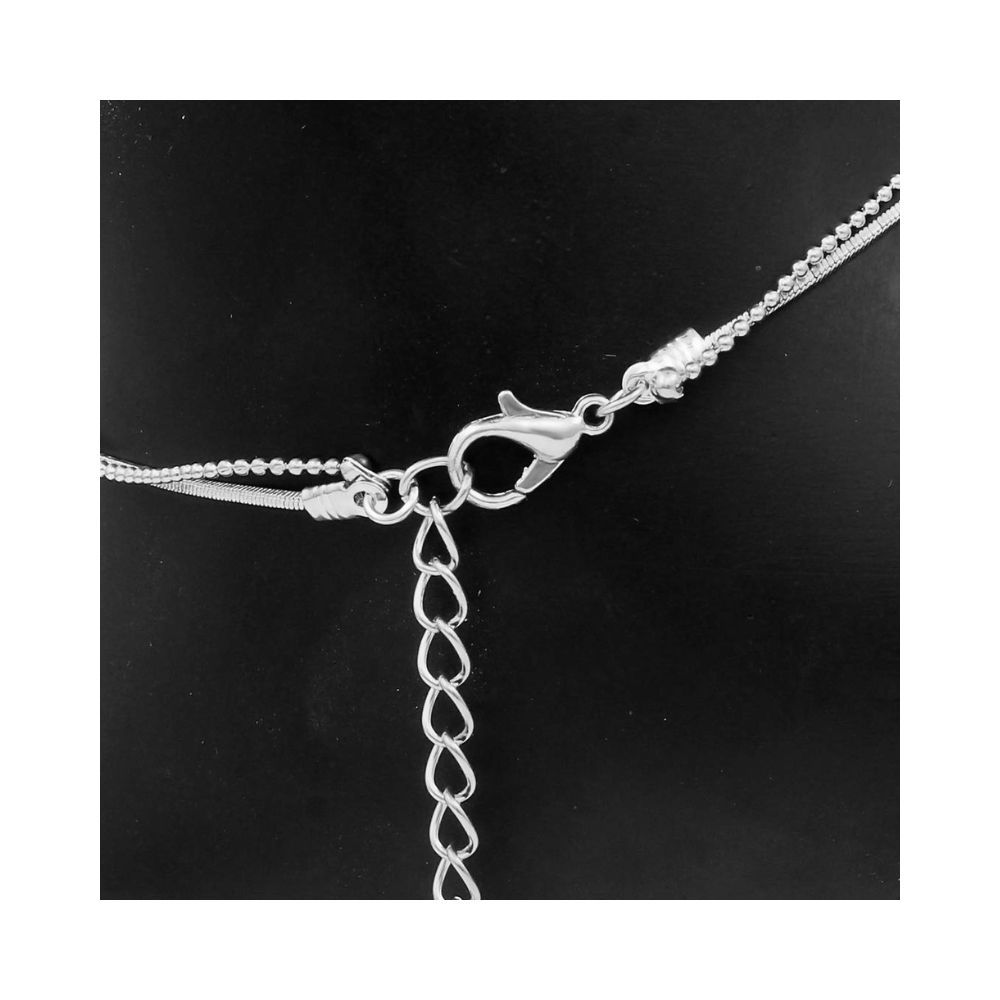 Nakabh Fashion Jewellery Indo Western Single Leg Anklet for Girls and Women (Silver)