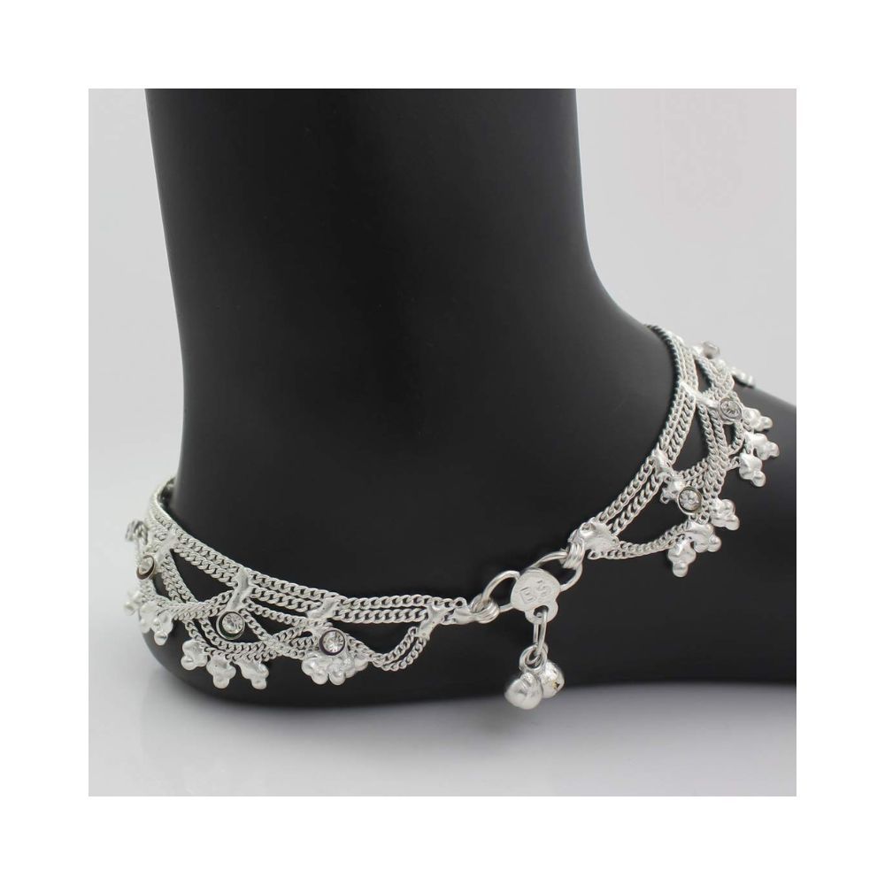 Nakabh Silver Plated Pair of Payal Anklet Jewellery for Women