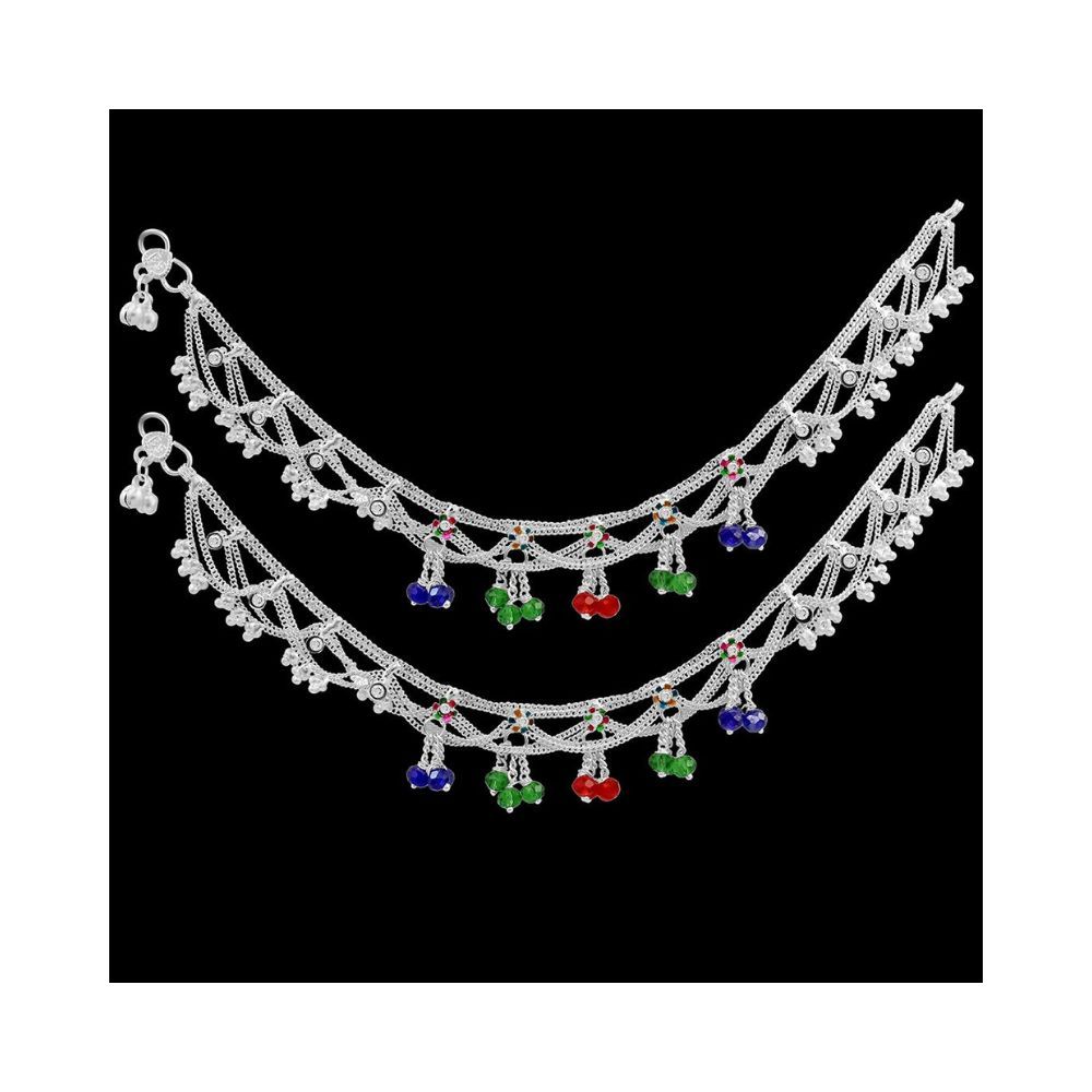 Nakabh Silver Plated Pair of Payal Anklet Jewellery for Women