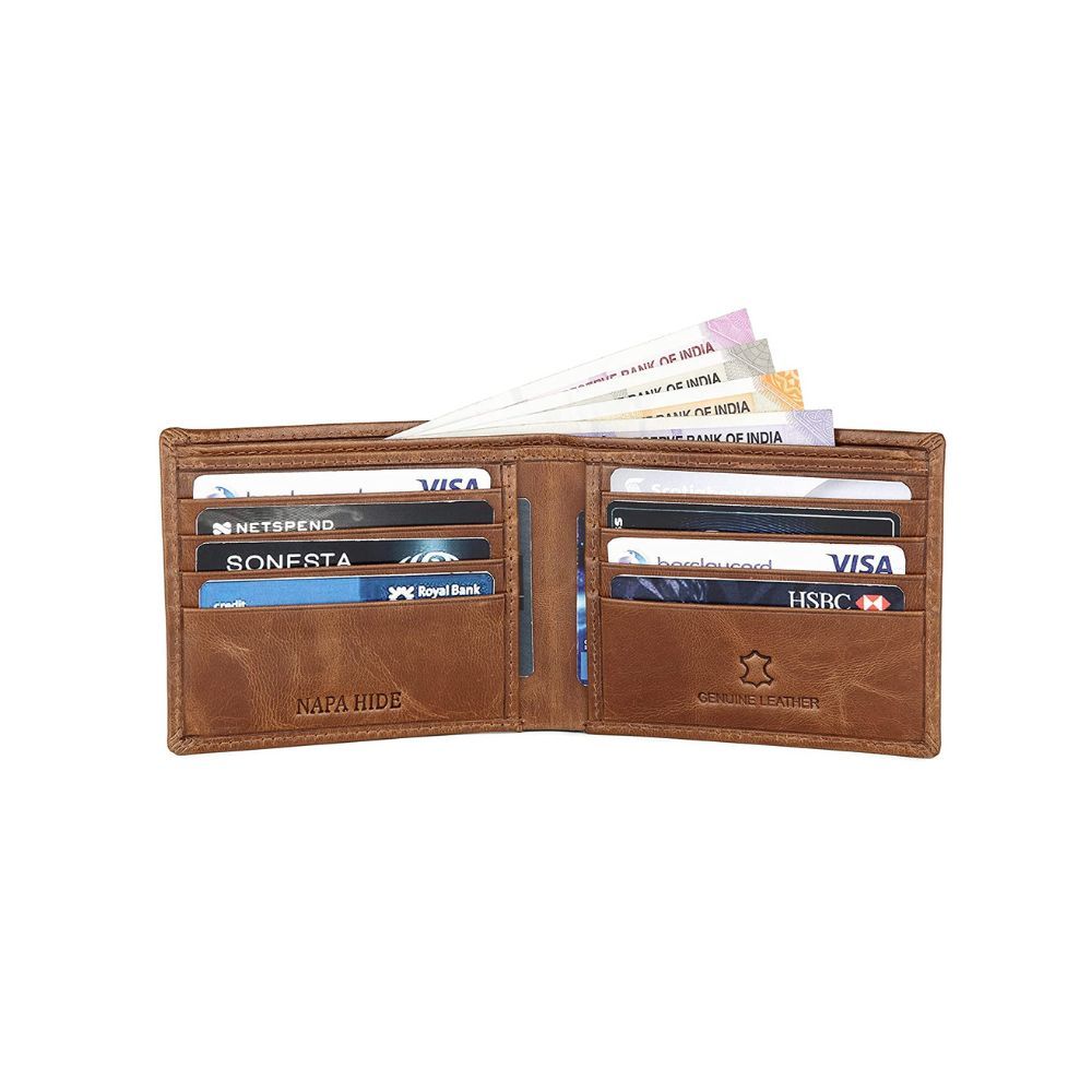 NAPA HIDE Tan Crunch Leather Wallet for Men