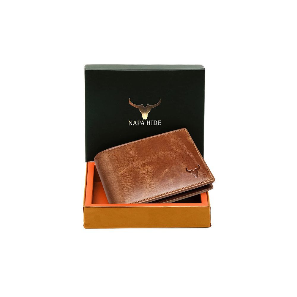 NAPA HIDE Tan Crunch Leather Wallet for Men