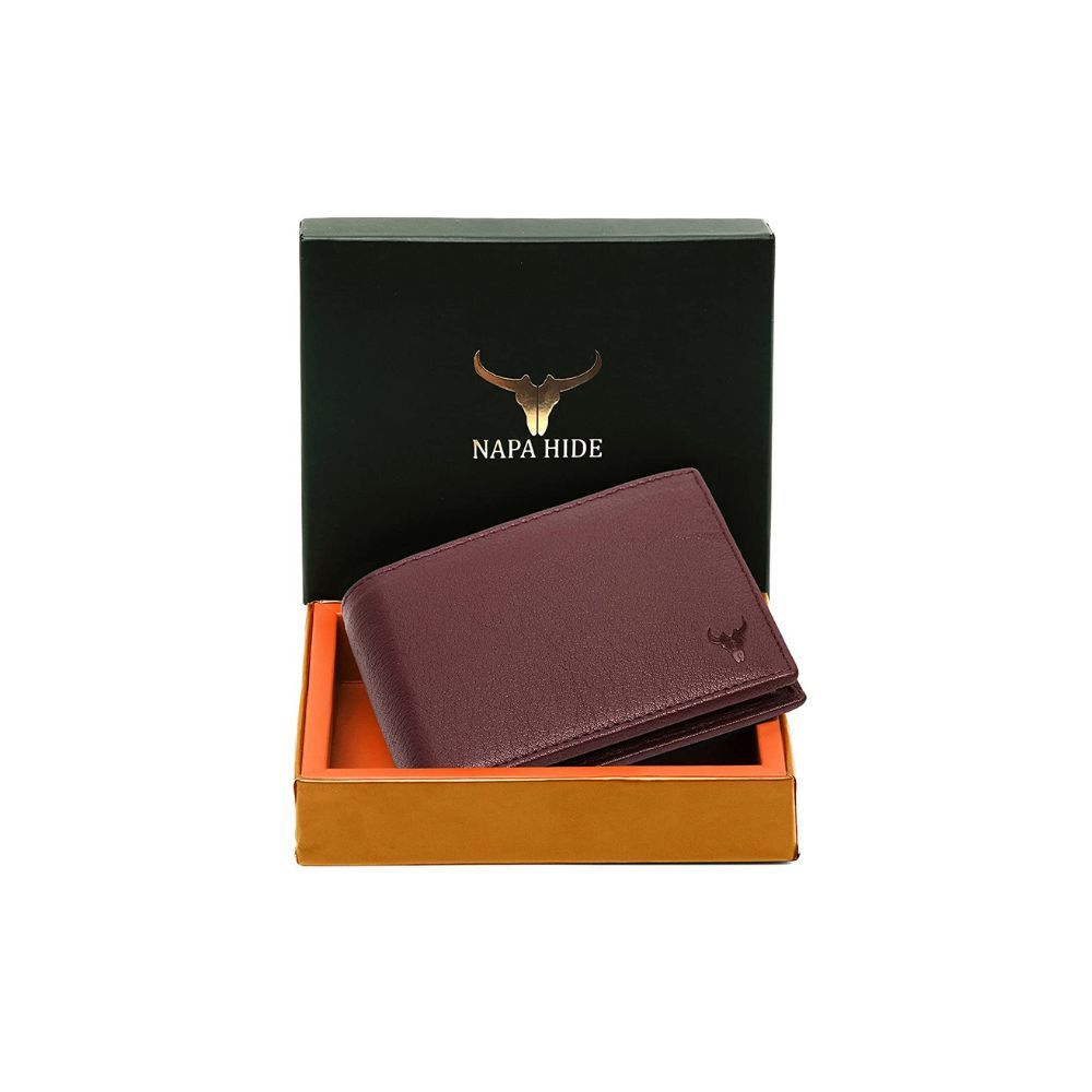NAPA HIDE Top Grain Maroon Leather Wallet for Men