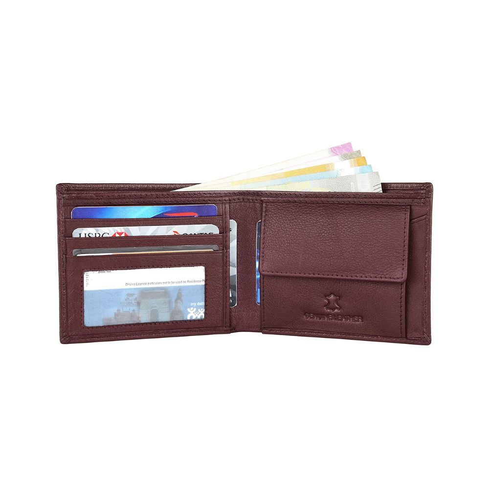 NAPA HIDE Top Grain Maroon Leather Wallet for Men
