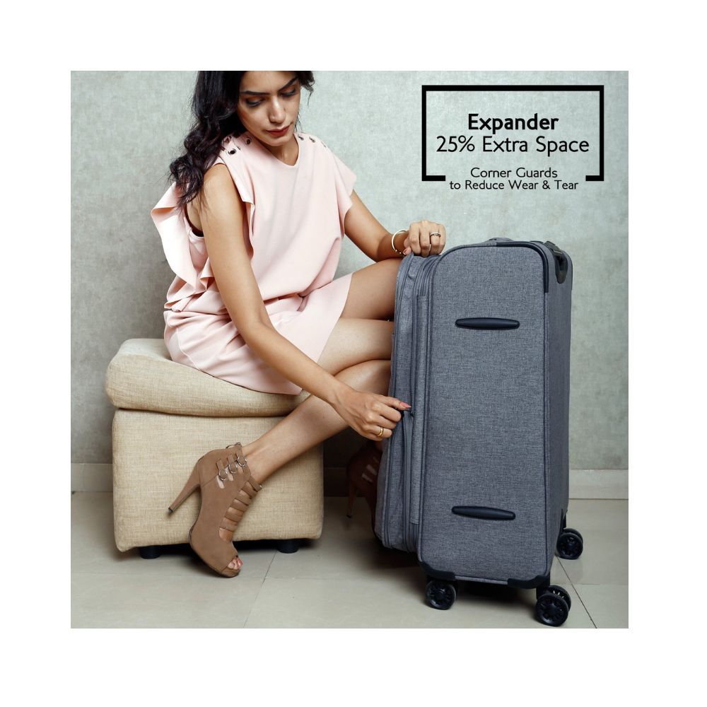 Nasher Miles London 20 Inch ,Cabin, Expander, Soft-Sided, Anthra Melange Luggage, Grey 55cm Trolley Bag