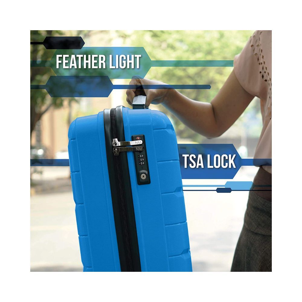 Nasher Miles Santorini PP Hard-Sided Check-in Luggage Trolley/Travel/Tourist Bags 73.5 cm- Sapphire Blue