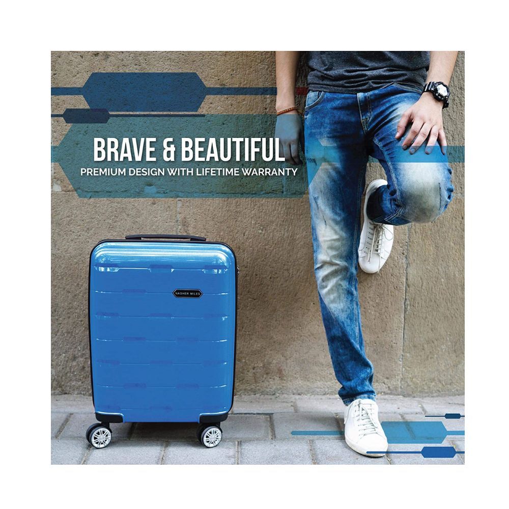 Nasher Miles Santorini PP Hard-Sided Check-in Luggage Trolley/Travel/Tourist Bags 73.5 cm- Sapphire Blue