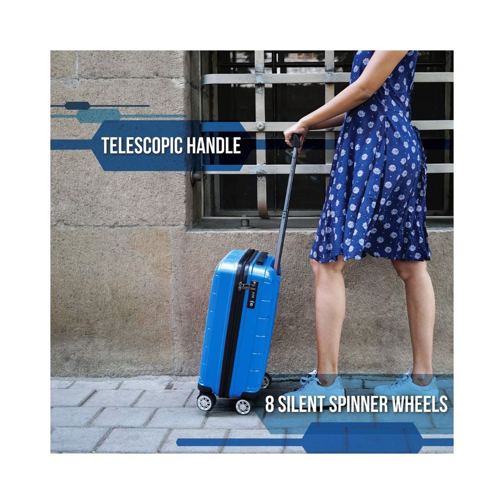 Nasher Miles Santorini PP Hard-Sided Check-in Luggage Trolley/Travel/Tourist Bags 73.5 cm- Sapphire Blue