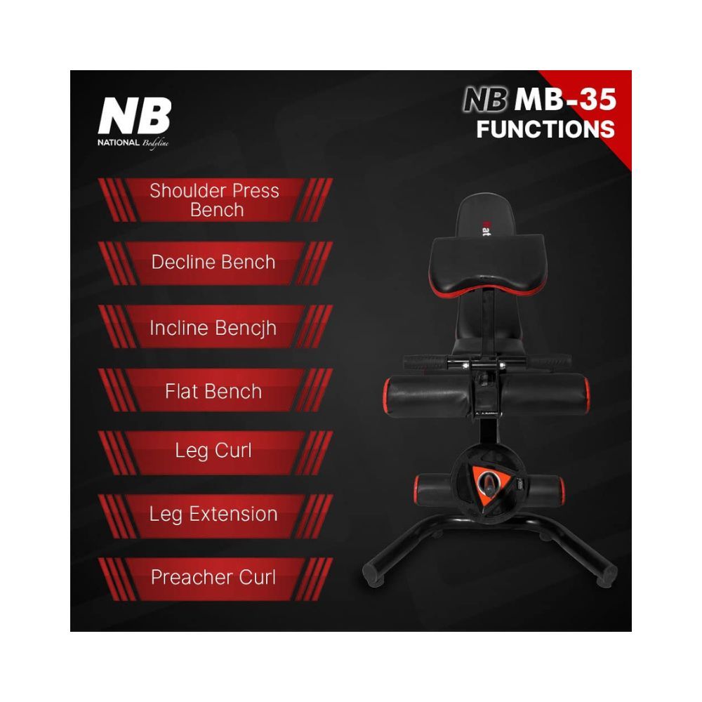 National Bodyline Foldable Adjustable Manual Inclined Decline Weightlifting Bench Workout Machine