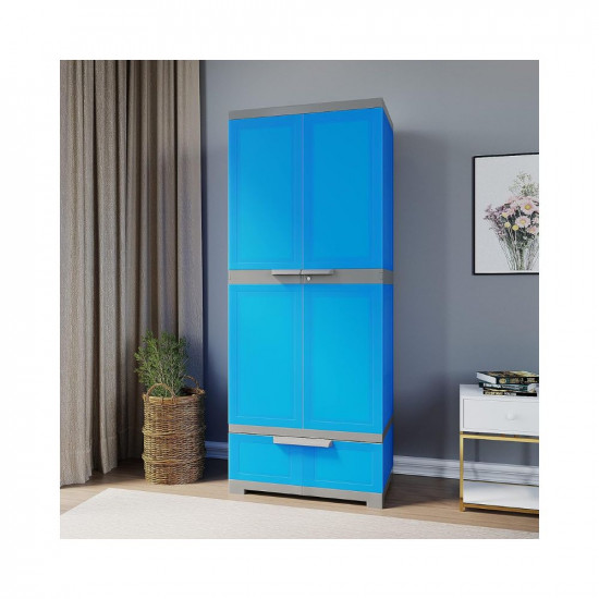 Nilkamal Freedom FMDR1BE Plastic Cabinet for Storage | Space & Clothes Organizer | Shelves