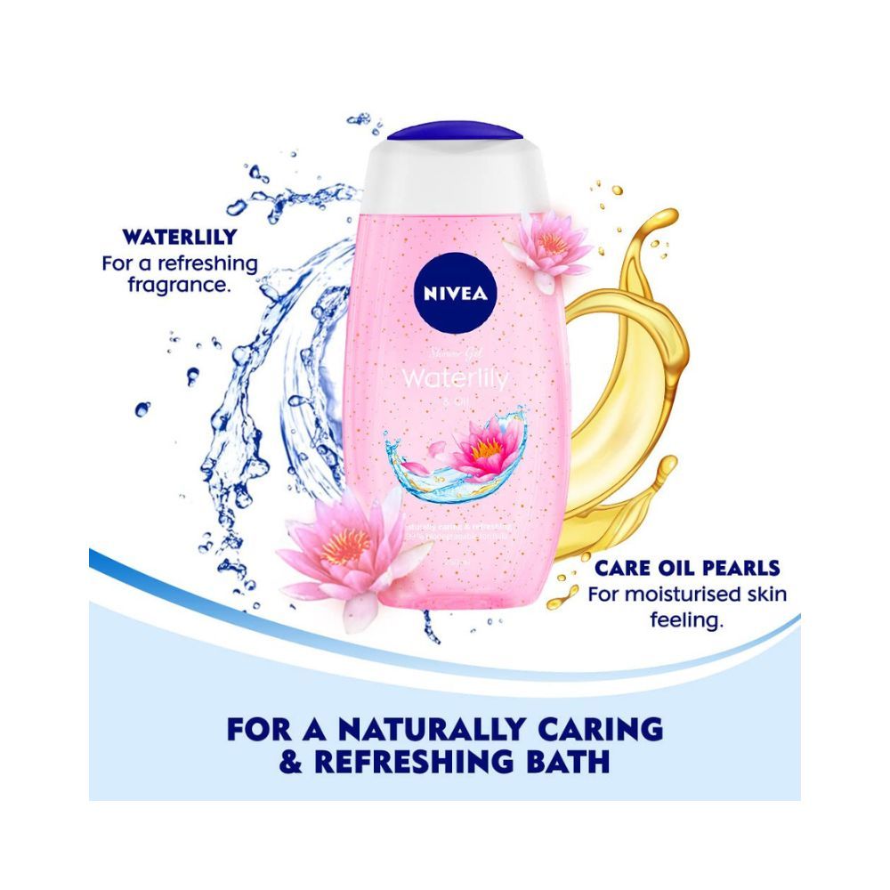 NIVEA Body Wash, Waterlily & Oil Shower Gel, Pampering Care with Refreshing Scent of Waterlily Flower, 250 ml