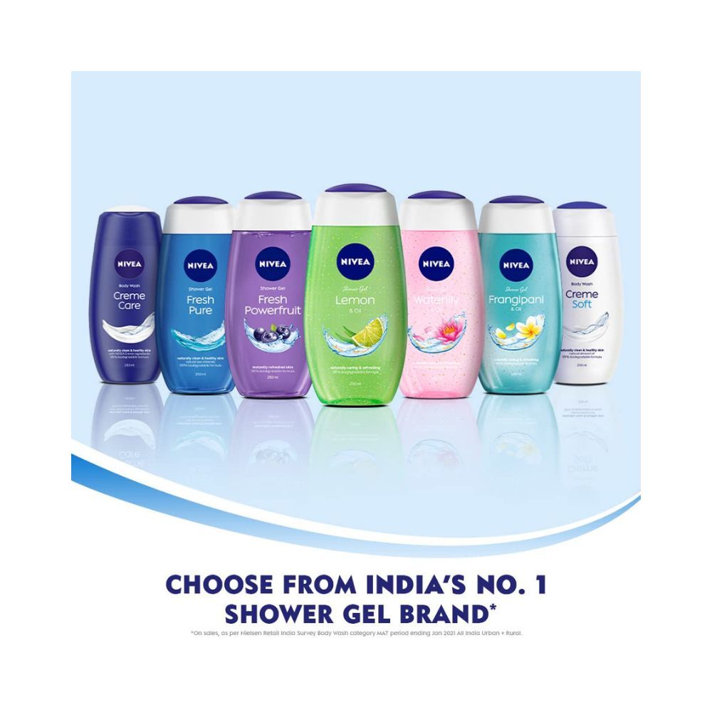 NIVEA Body Wash, Waterlily & Oil Shower Gel, Pampering Care with Refreshing Scent of Waterlily Flower, 250 ml