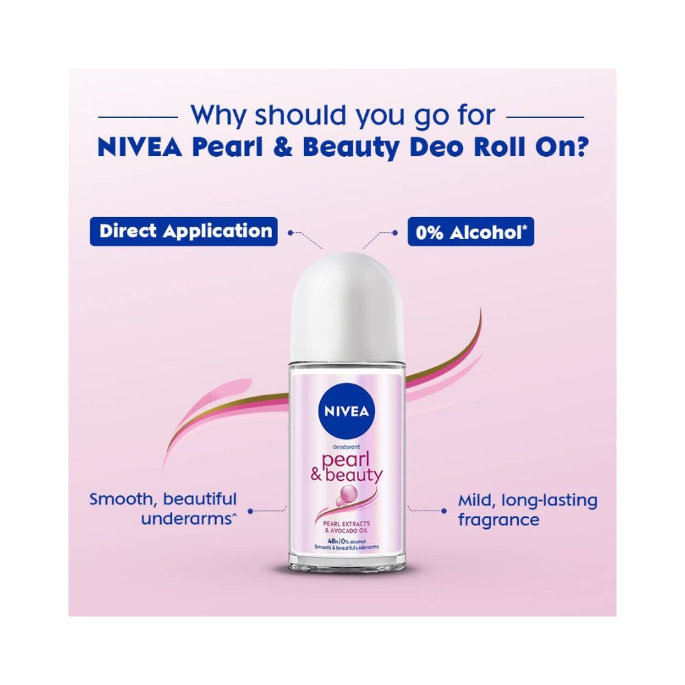 NIVEA Deodorant Roll On, Pearl & Beauty For Women 50ml