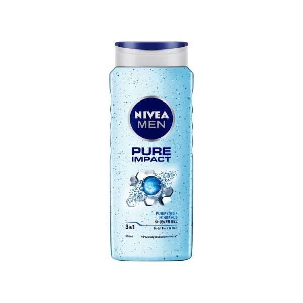 Nivea Men Body Wash, Pure Impact with Purifying Micro Particles