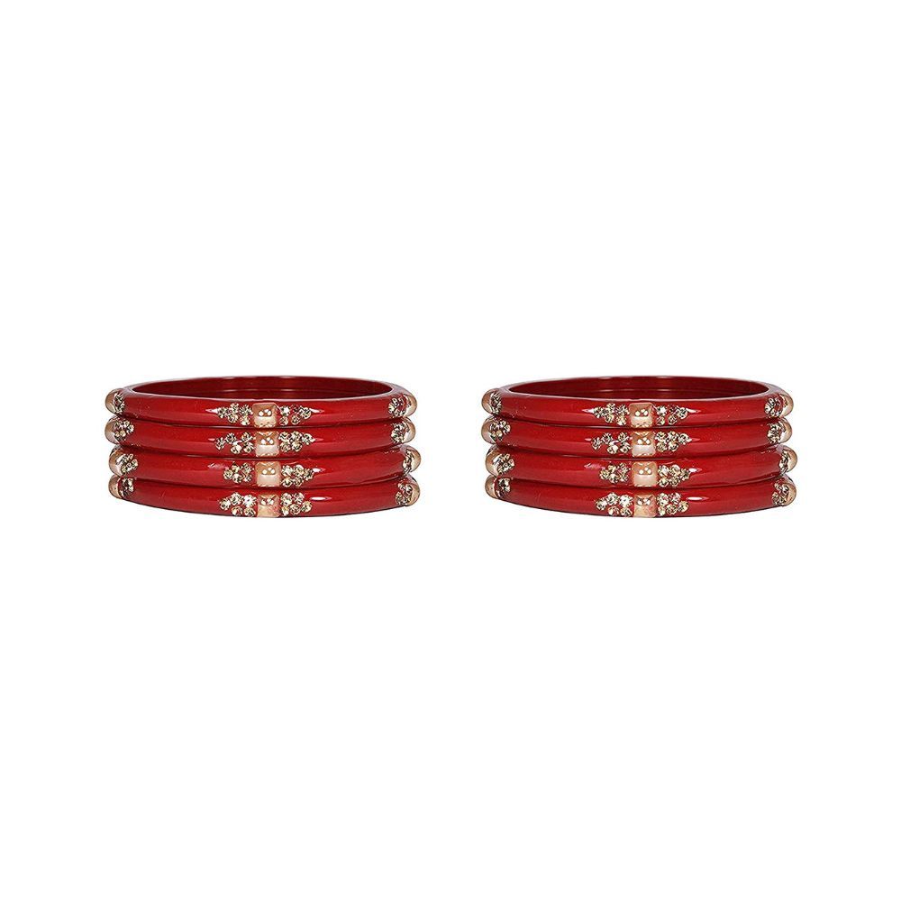 NMII Glass with Zircon Gemstone Or Beads Studded worked Glossy Finished Kada Set For Women and Girls