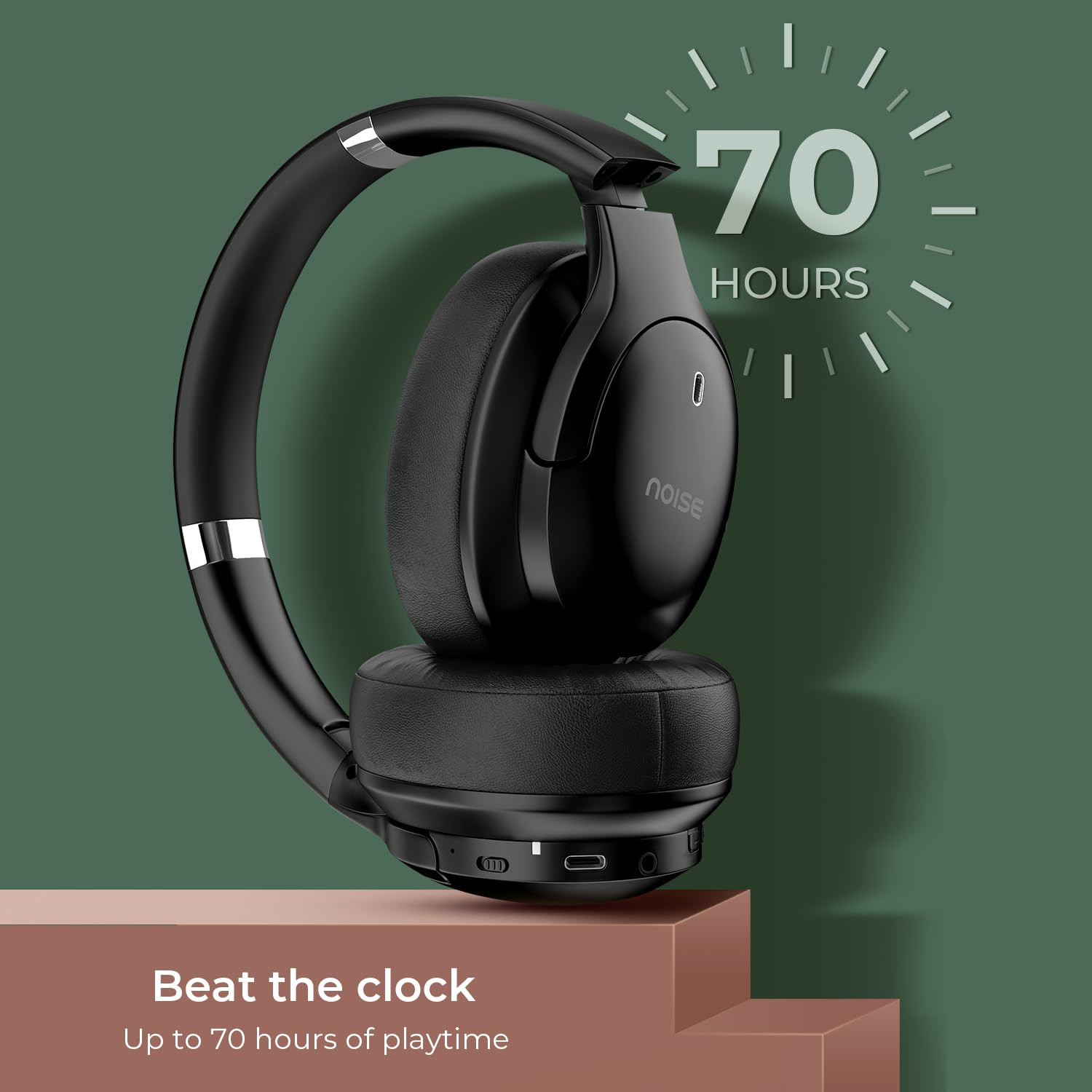 Noise Airwave Max 4 Wireless Over-Ear Headphones with 70H Playtime ENC 40mm Driver Low Latencyup to 40ms Dual Pairing BT v54 Carbon Black